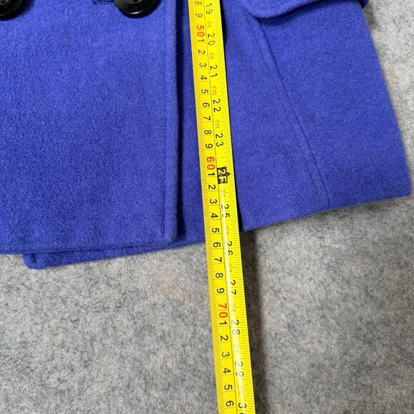 Charter Club Blue Pea Coat Womens Purple Warm Wool Blend Double Breasted Size 4 - Picture 12 of 13